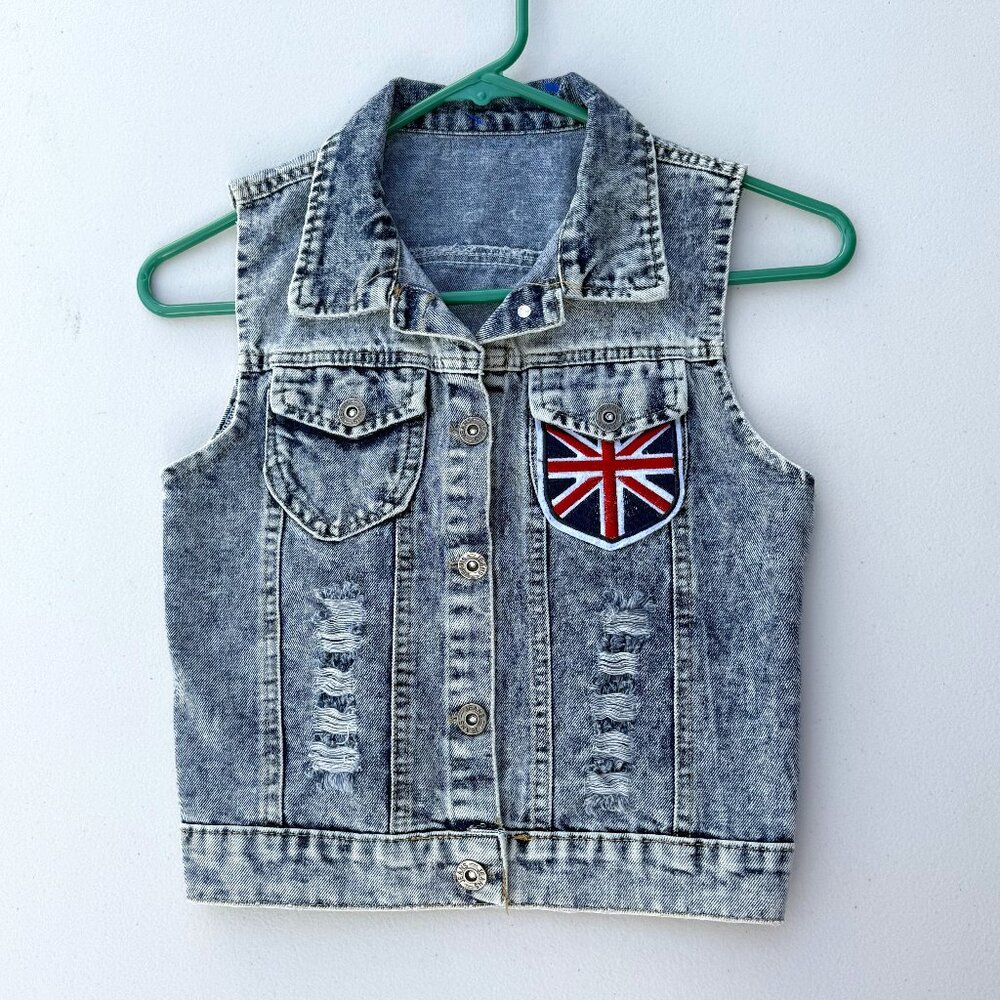 Girls' Acid-Wash Denim Vest